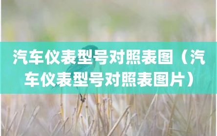 汽车仪表型号对照表图（汽车仪表型号对照表图片）