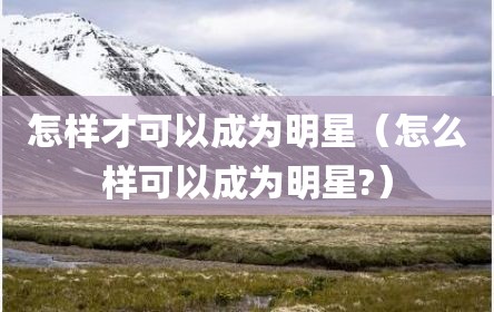 怎样才可以成为明星（怎么样可以成为明星?）