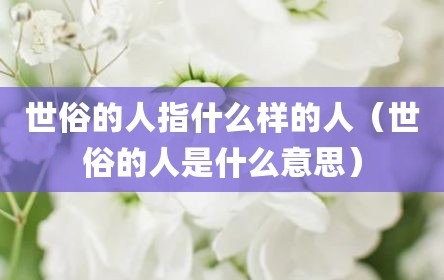 世俗的人指什么样的人（世俗的人是什么意思）