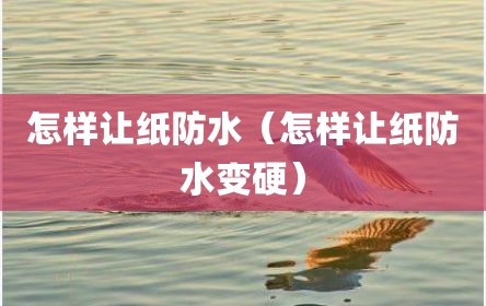 怎样让纸防水（怎样让纸防水变硬）