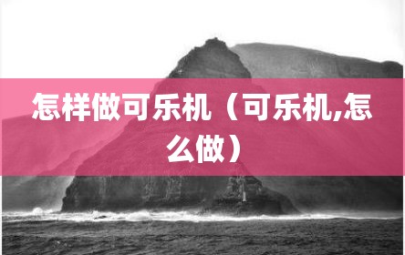 怎样做可乐机（可乐机,怎么做）