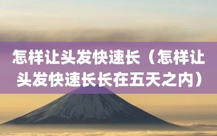 怎样让头发快速长（怎样让头发快速长长在五天之内）