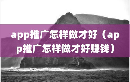 app推广怎样做才好（app推广怎样做才好赚钱）