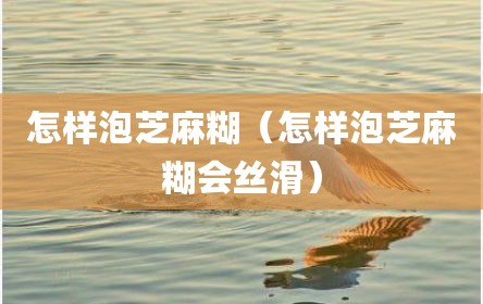 怎样泡芝麻糊（怎样泡芝麻糊会丝滑）
