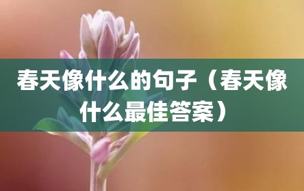 春天像什么的句子（春天像什么最佳答案）