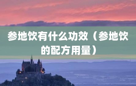 参地饮有什么功效（参地饮的配方用量）