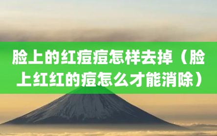 脸上的红痘痘怎样去掉（脸上红红的痘怎么才能消除）