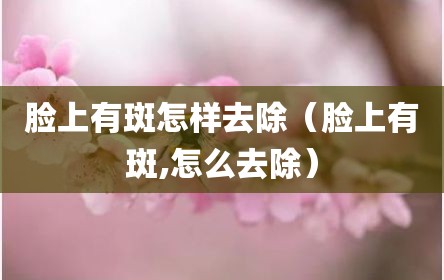 脸上有斑怎样去除（脸上有斑,怎么去除）