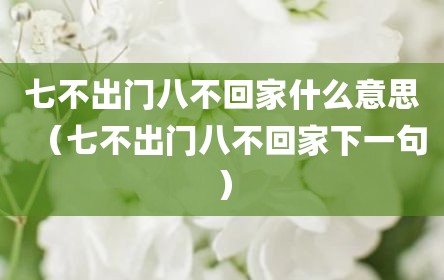 七不出门八不回家什么意思（七不出门八不回家下一句）