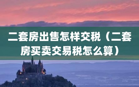 二套房出售怎样交税（二套房买卖交易税怎么算）