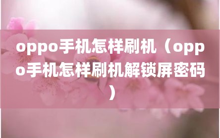oppo手机怎样刷机（oppo手机怎样刷机解锁屏密码）