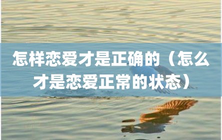 怎样恋爱才是正确的（怎么才是恋爱正常的状态）