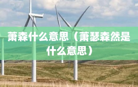 萧森什么意思（萧瑟森然是什么意思）