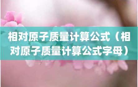 相对原子质量计算公式（相对原子质量计算公式字母）