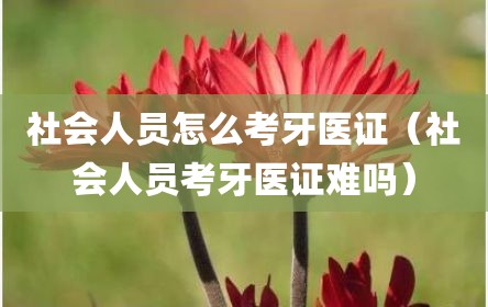 社会人员怎么考牙医证（社会人员考牙医证难吗）