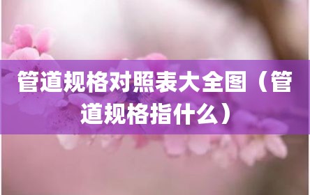 管道规格对照表大全图（管道规格指什么）