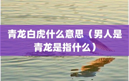 青龙白虎什么意思（男人是青龙是指什么）