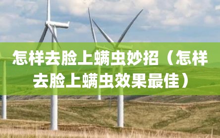 怎样去脸上螨虫妙招（怎样去脸上螨虫效果最佳）