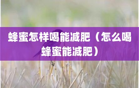 蜂蜜怎样喝能减肥（怎么喝蜂蜜能减肥）