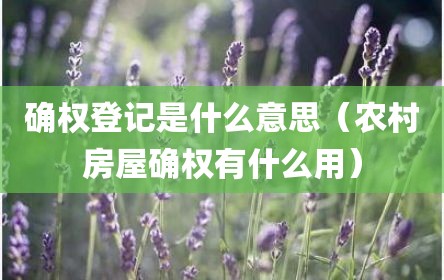 确权登记是什么意思（农村房屋确权有什么用）