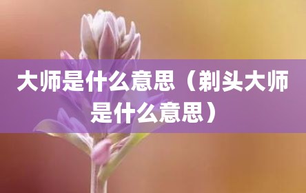 大师是什么意思（剃头大师是什么意思）