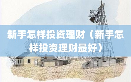 新手怎样投资理财（新手怎样投资理财最好）