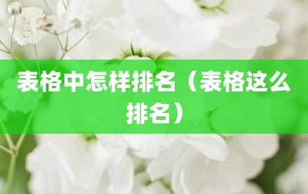 表格中怎样排名（表格这么排名）