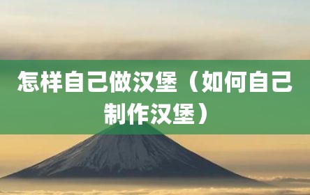 怎样自己做汉堡（如何自己制作汉堡）