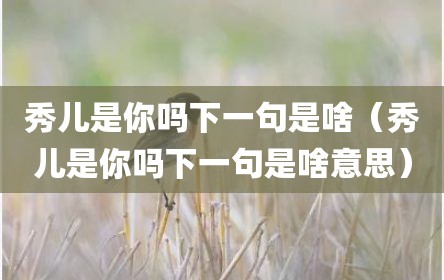秀儿是你吗下一句是啥（秀儿是你吗下一句是啥意思）