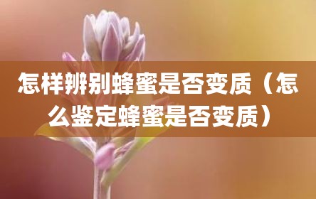 怎样辨别蜂蜜是否变质（怎么鉴定蜂蜜是否变质）