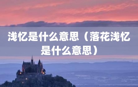 浅忆是什么意思（落花浅忆是什么意思）