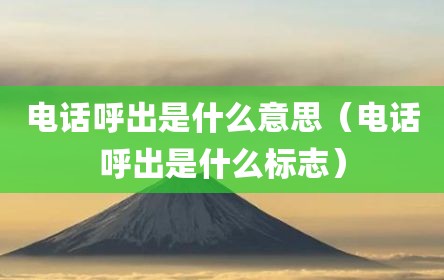 电话呼出是什么意思（电话呼出是什么标志）