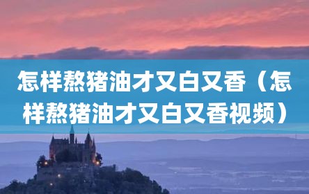 怎样熬猪油才又白又香（怎样熬猪油才又白又香视频）