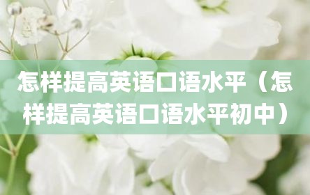 怎样提高英语口语水平（怎样提高英语口语水平初中）