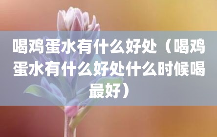 喝鸡蛋水有什么好处（喝鸡蛋水有什么好处什么时候喝最好）