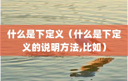 什么是下定义（什么是下定义的说明方法,比如）