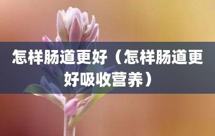 怎样肠道更好（怎样肠道更好吸收营养）