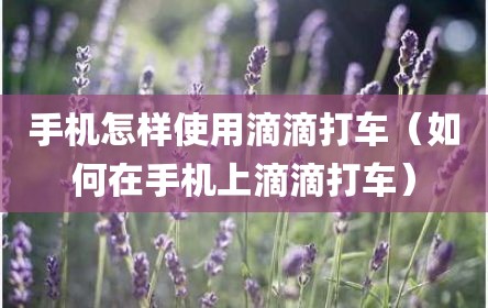 手机怎样使用滴滴打车（如何在手机上滴滴打车）