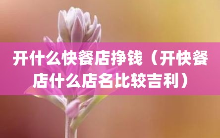 开什么快餐店挣钱（开快餐店什么店名比较吉利）
