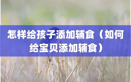 怎样给孩子添加辅食（如何给宝贝添加辅食）