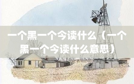 一个黑一个今读什么（一个黑一个今读什么意思）