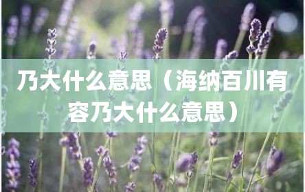 乃大什么意思（海纳百川有容乃大什么意思）