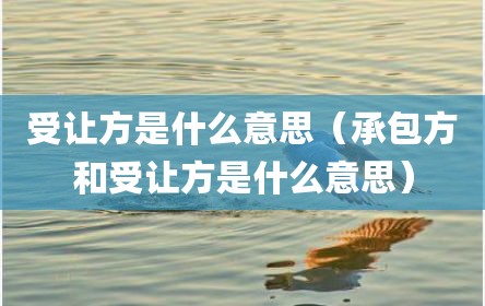 受让方是什么意思（承包方和受让方是什么意思）