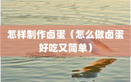 怎样制作卤蛋（怎么做卤蛋好吃又简单）