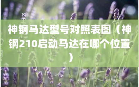 神钢马达型号对照表图（神钢210启动马达在哪个位置）