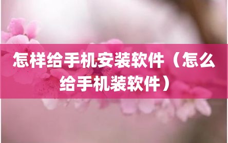 怎样给手机安装软件（怎么给手机装软件）