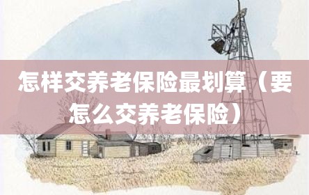 怎样交养老保险最划算（要怎么交养老保险）
