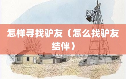 怎样寻找驴友（怎么找驴友结伴）