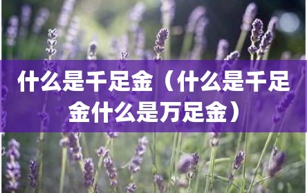 什么是千足金（什么是千足金什么是万足金）