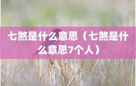 七煞是什么意思（七煞是什么意思7个人）